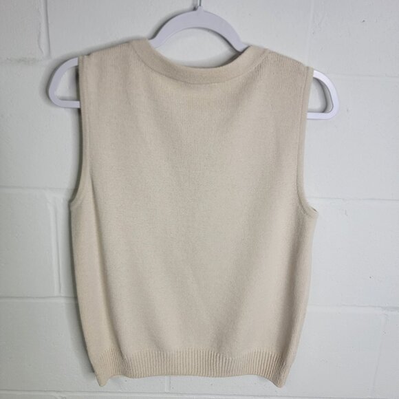 Vintage St. John Sport Sweater Vest Beige Med Preppy Golf Closet Staple Classic - Picture 2 of 7